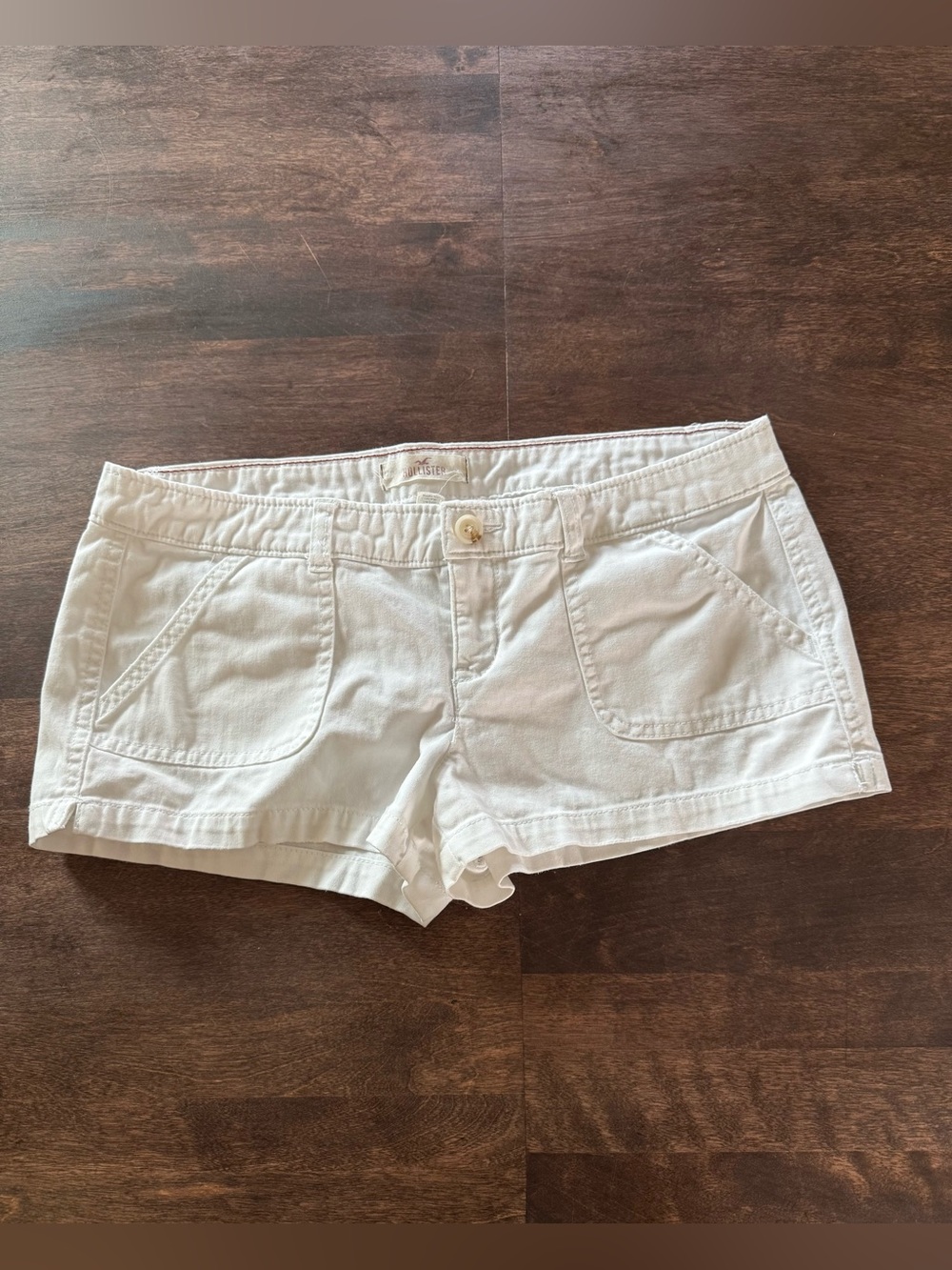 Hollister Low-Rise Denim White Micro Mini Shorts Y2K